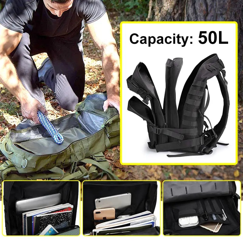 45L/25L Tactical Backpack Men's Travel Large Capacity Rucksacks Men Waterproof Outdoor Sports Multi-functional Bags