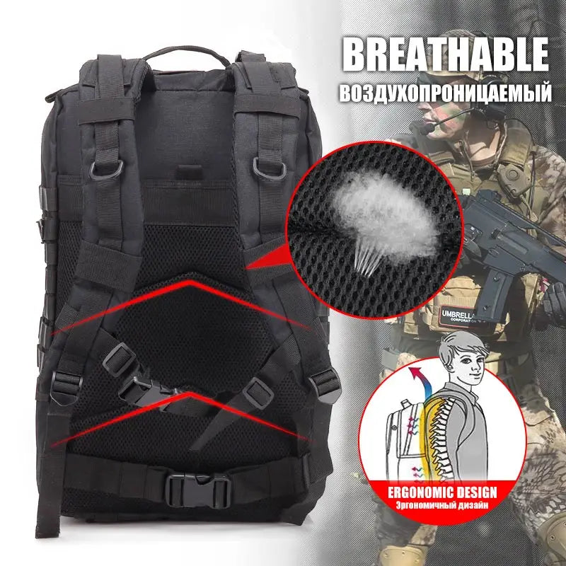 45L/25L Tactical Backpack Men's Travel Large Capacity Rucksacks Men Waterproof Outdoor Sports Multi-functional Bags