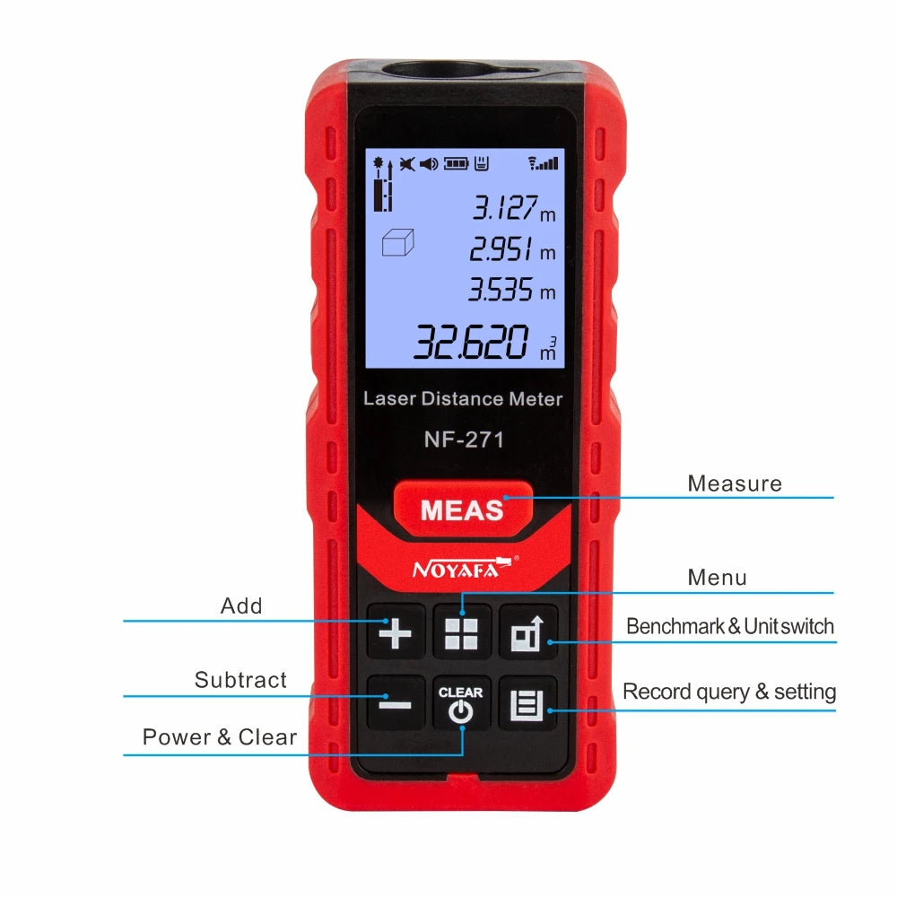 Noyafa NF-271 Laser Distance Meter 40M 80M Rangefinder Tape Range Finder Measure Device Digital Ruler Test Tool