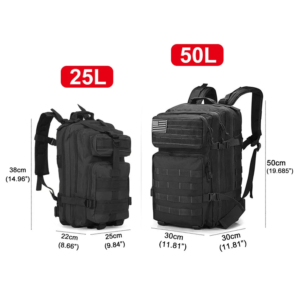 45L/25L Tactical Backpack Men's Travel Large Capacity Rucksacks Men Waterproof Outdoor Sports Multi-functional Bags